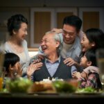 Happy,Three,Generation,Asian,Family,Celebrating,Grandpa's,Birthday,At,Home