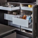 Modern,Kitchen,,Open,Drawers,,Set,Of,Cutlery,Trays,In,Kitchen